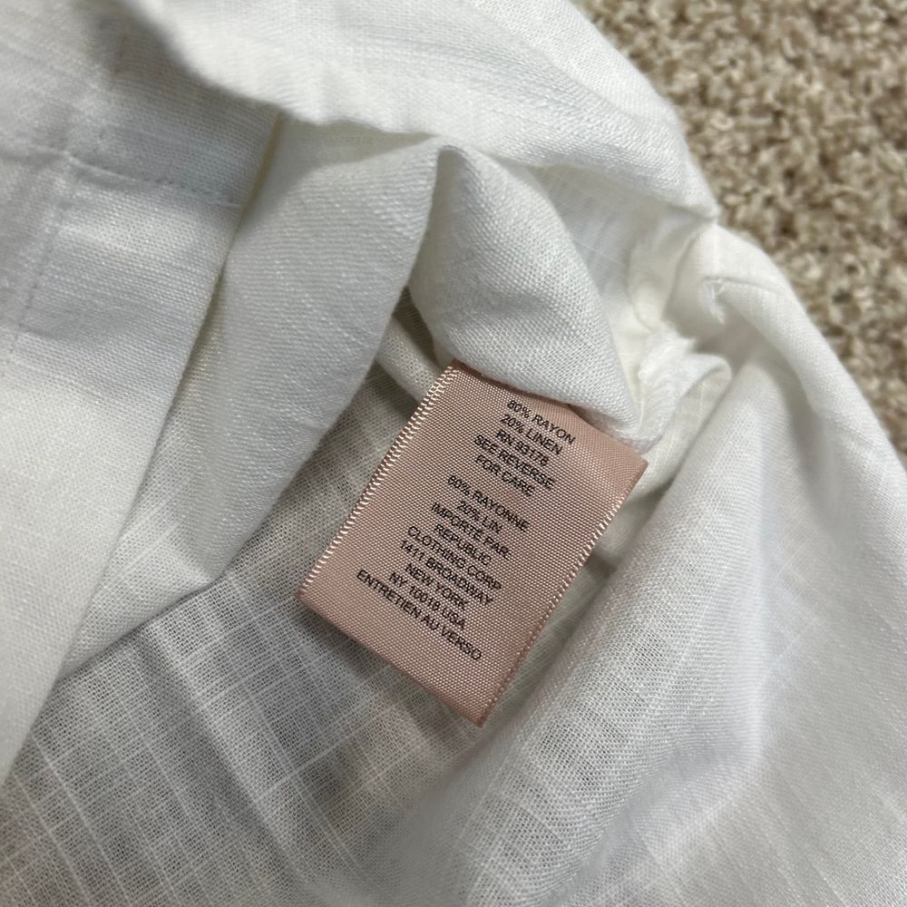 Philosophy Linen Blend Sleeveless Shirt Collared Dress Women Size Medium White - Picture 8 of 9